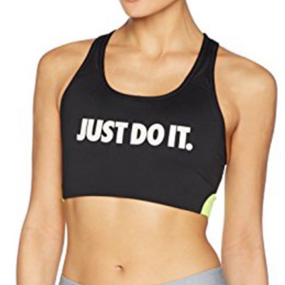 NIKE Just Do It Racerback Sports Bra Neon Yellow/Black Size XS